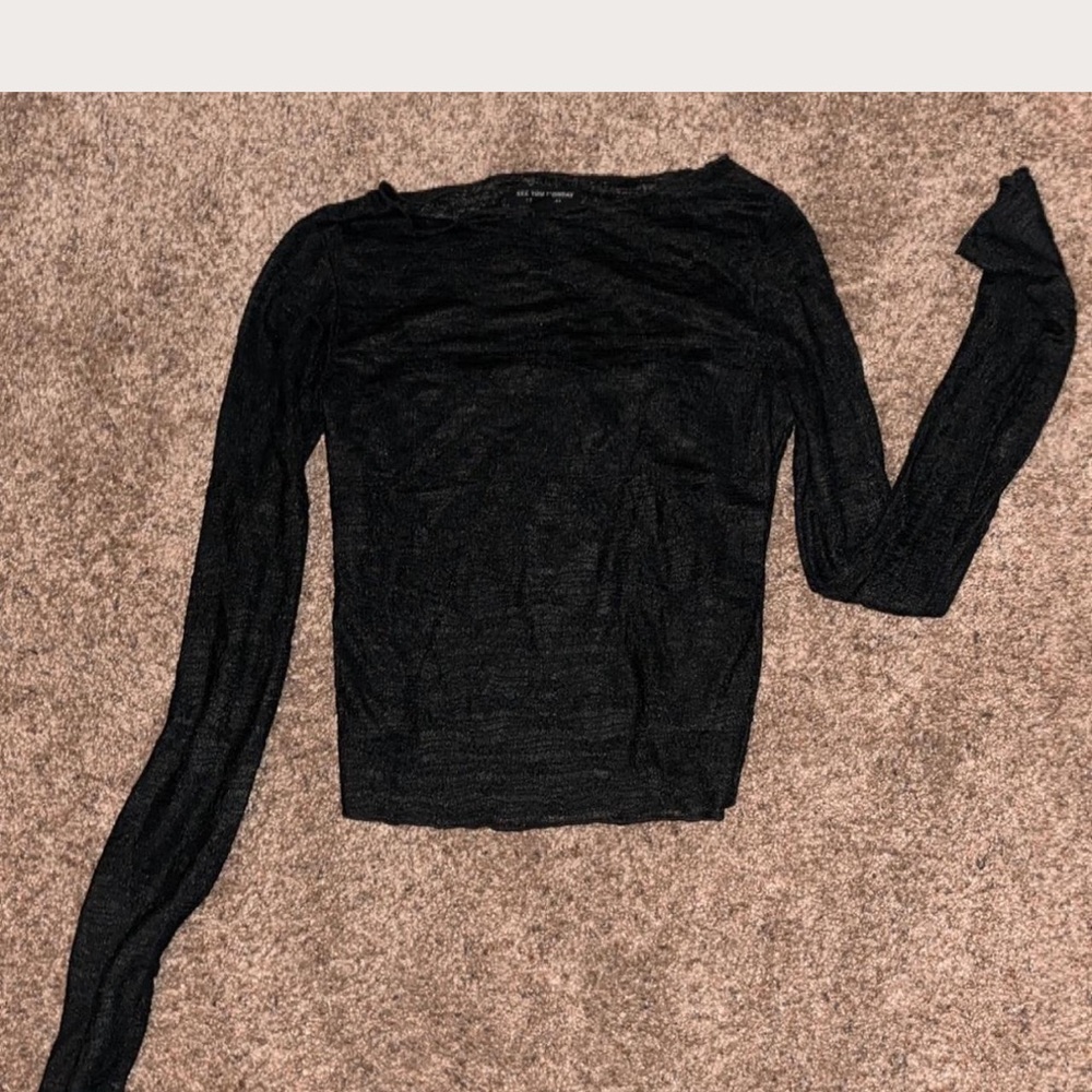 See You Monday Black Long Sleeve Top